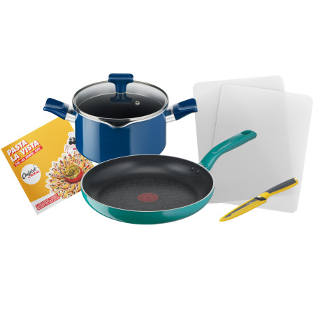 Set di pentole tefal chefclub g804s404 pasta la vista 5pz blu/colore