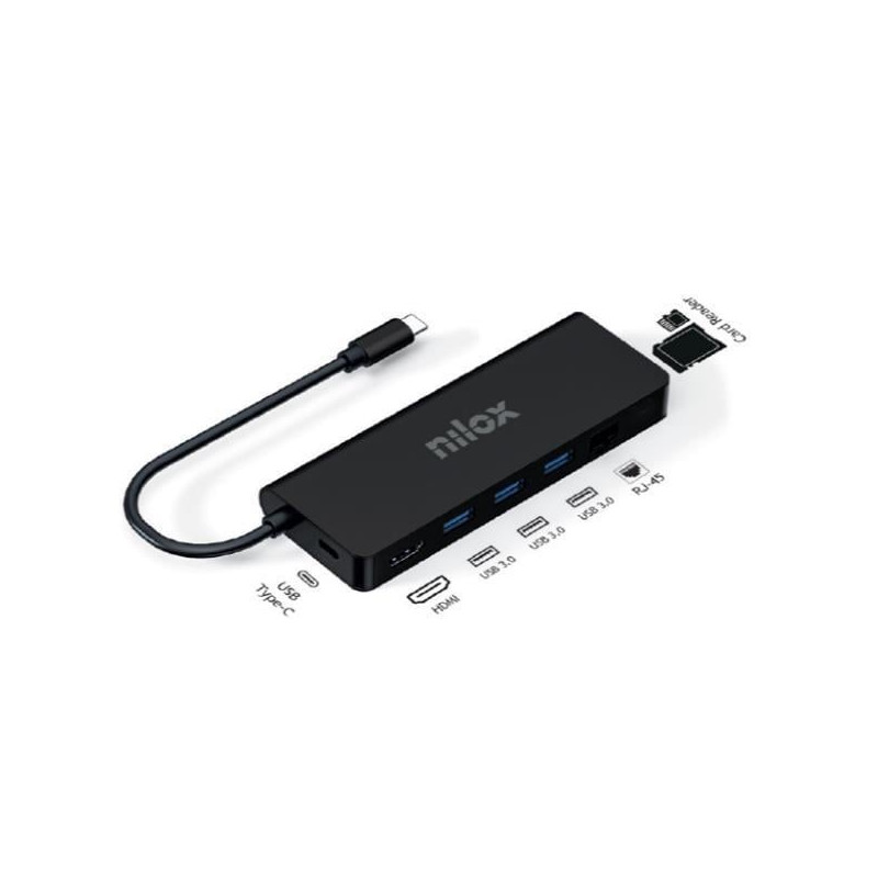 Hub usb nilox nxdsusbc04 8in1 usb-c/hdmi 4k 30hz nero [nxdsusbc04]