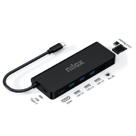 Hub usb nilox nxdsusbc04 8in1 usb-c/hdmi 4k 30hz nero [nxdsusbc04]