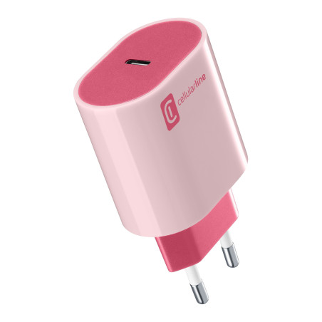 Alimentatore da rete cellularline stylecolore usb-c 20w/bianco/rosa