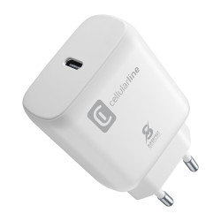 Alimentatore da rete cellularline super fast usb-c 25w/bianco