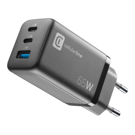 Alimentatore da rete cellularline multipower micro usb-c 65w/nero