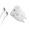Alimentatore da rete cellularline super fast con cavo usb-c 25w/bianco