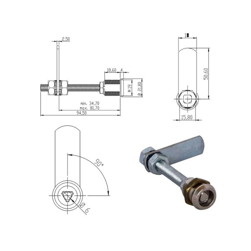 Cilindro levetta omr 160500 triangolo 20mm [160500]