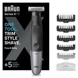 Rasoio elettrico braun 4d barba e corpo nero/grigio [xt55100]
