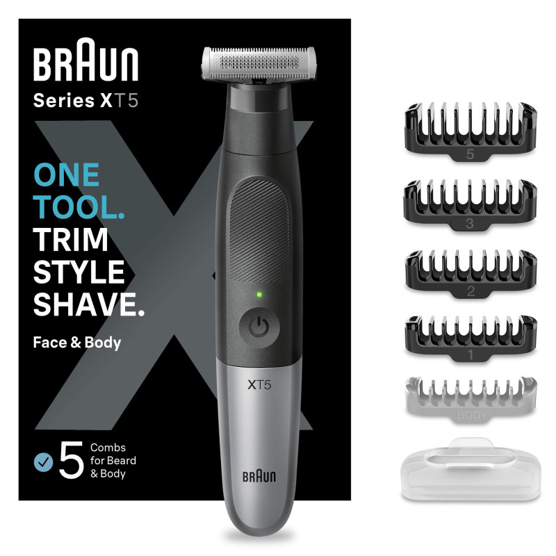 Rasoio elettrico braun 4d barba e corpo nero/grigio [xt55100]