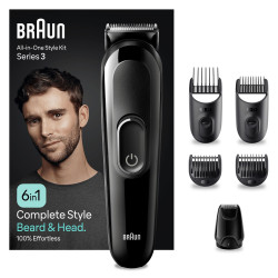 Rasoio elettrico braun serie 3 6in1 nero [mgk3410]