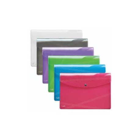 Buste con bottone favorit hawai a4 in polipropilene multicolore 6pz