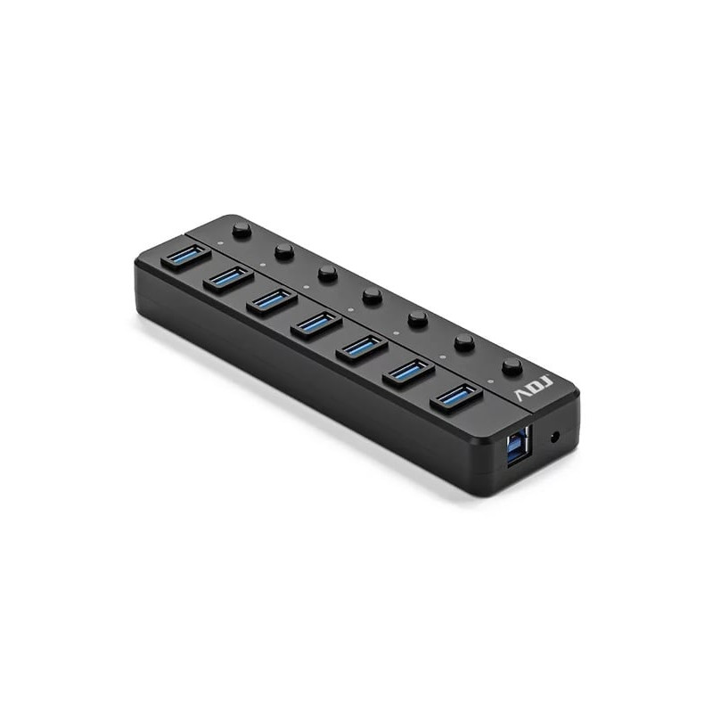 Hub usb adj 7 porte seven bk ricarica rapida compatibile 1.0/2.0