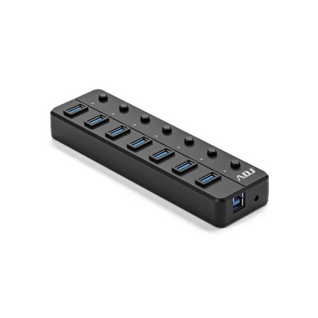 Hub usb adj 7 porte seven bk ricarica rapida compatibile 1.0/2.0