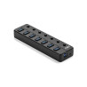 Hub usb adj 7 porte seven bk ricarica rapida compatibile 1.0/2.0