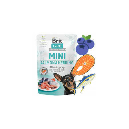 Cibo umido brit care mini salmone aringa sterilizzata per cani adulti