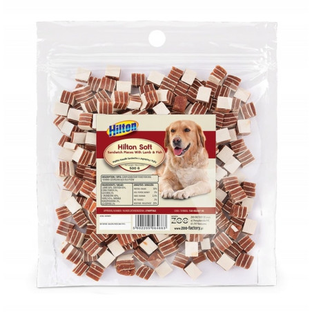 Cibo secco per cani hilton sandwich con agnello/pesce snack 500g