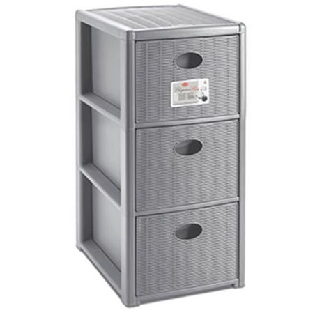 Cassettiera stefanplast 3 cassetti 30x40h 60cm grigio [30254]