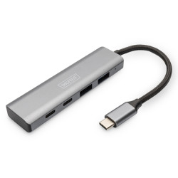 Hub usb digitus 2x usb a + 2x usb-c 4 porte grigio [dig]