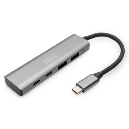 Hub usb digitus 2x usb a + 2x usb-c 4 porte grigio [dig]