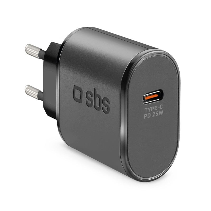 Alimentatore da rete sbs tetr1cp25 25w usb-c nero [tetr1cpd25]