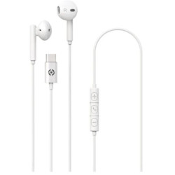 Auricolari celly stereo wired earphones usb-c bianco [up1100typecwh]