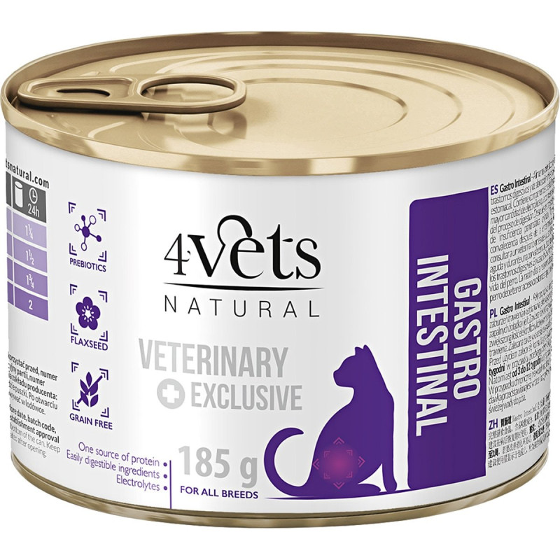 Cibo umido per gatti 4vets naturale gastro intestinale 185g