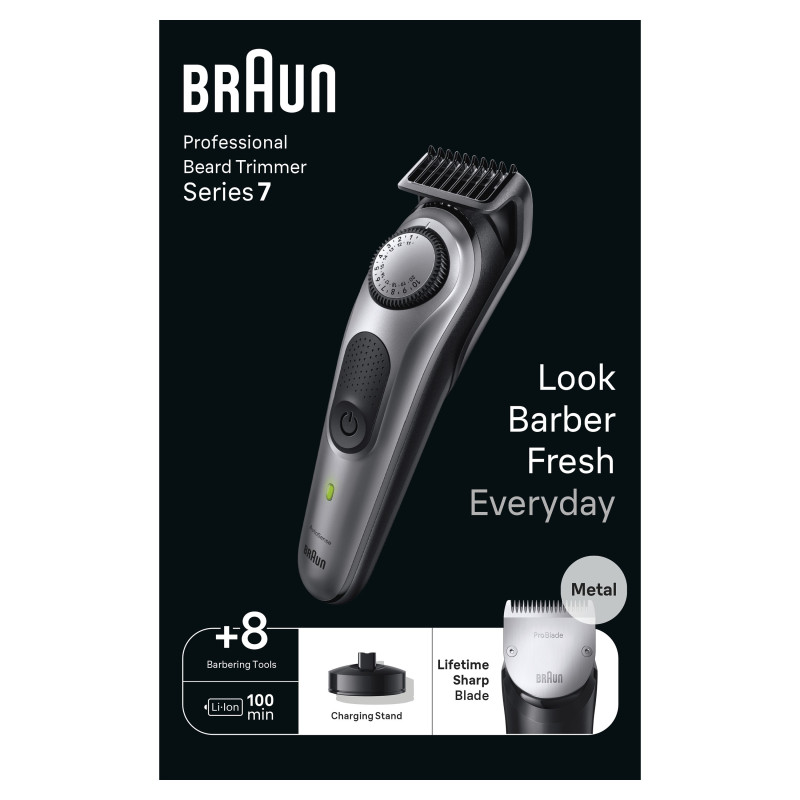 Regolabarba braun bt7420 con problade rotella di precisione grigio