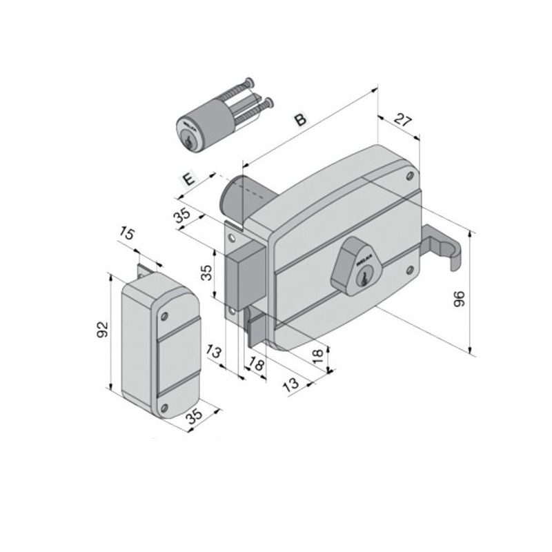 Serratura app.legno sx welka 030.60.52.2 [03060522]