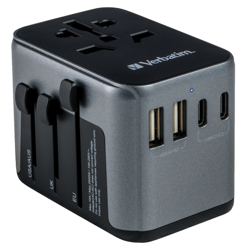 Adattatore di viaggio verbatim uta-03 universale 1xusb-c