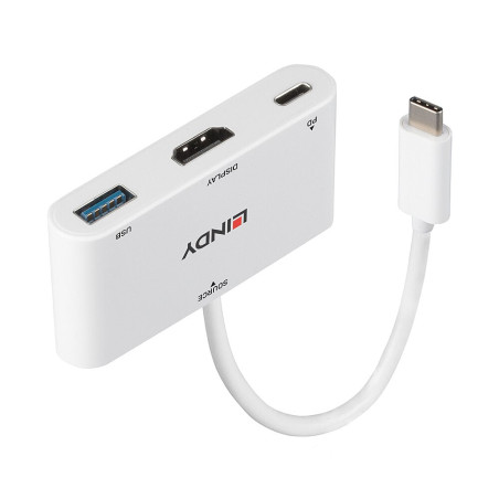 Adattatore usb lindy convertitore usb 3.1c-hdmi usba + p.d. bianco