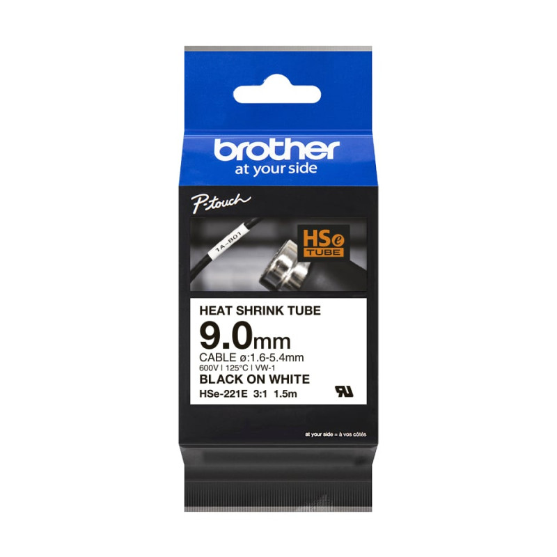 Nastro brother hse221e 9.0mm 1.5m 1 pz. bianco [hse-221e]