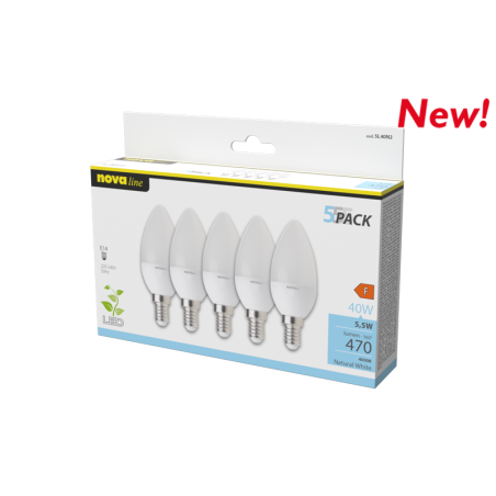 Set lampade led novaline oliva e14 5.5w 5pz [5l40n2]