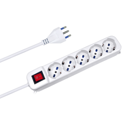 Multipresa novaline 5 uscite 250v 16a 1.5m bianco [ce31/5c]