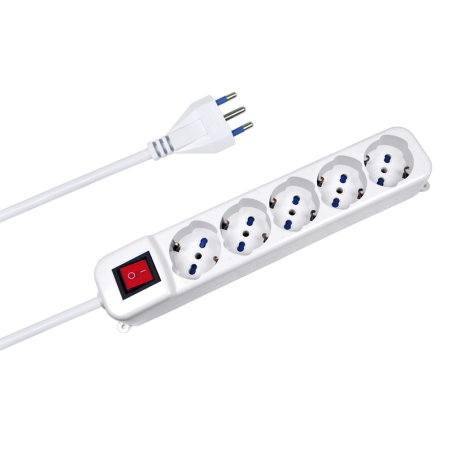 Multipresa novaline 5 uscite 250v 16a 1.5m bianco [ce31/5c]
