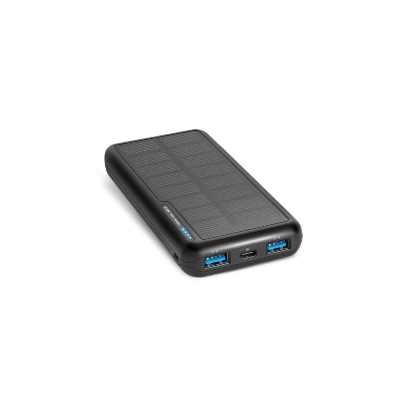 Powerbank sbs con solarpanel 10.000mah fast charge nero