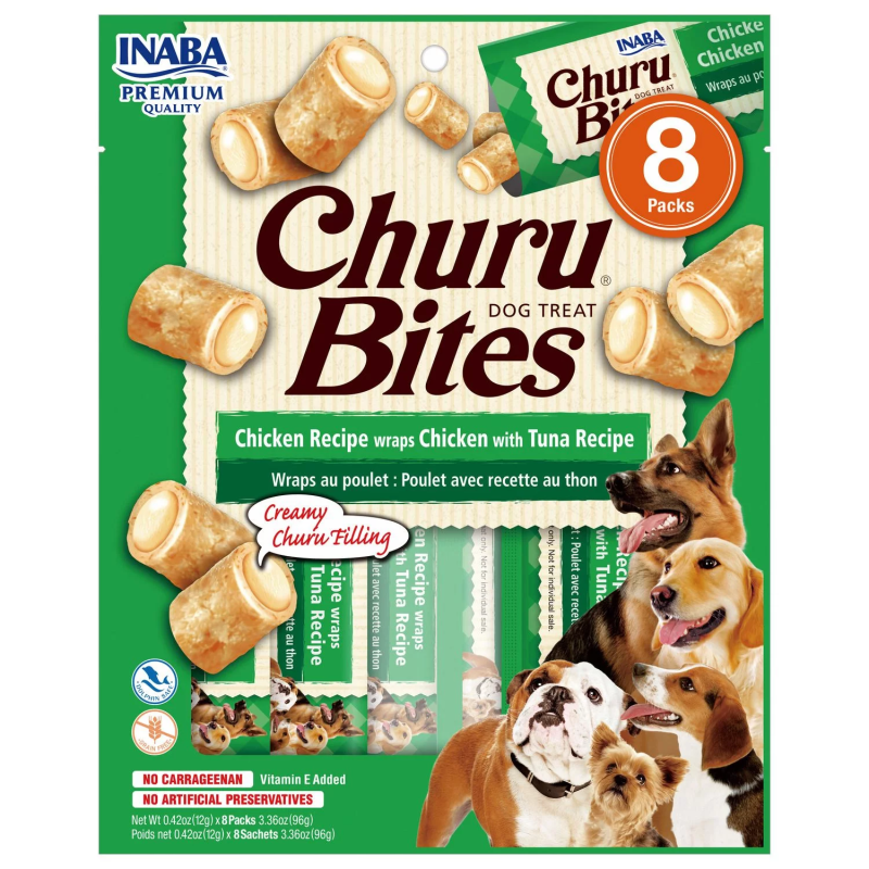 Mangime secco inaba churu bites per cani pollo con tonno 8x12g [eud722]