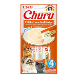 Mangime secco inaba churu pollo con manzo dolcetti per gatti 4x14g