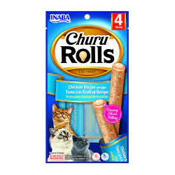Cibo per gatto inaba churu rolls involtini di pollo tonno e capesante