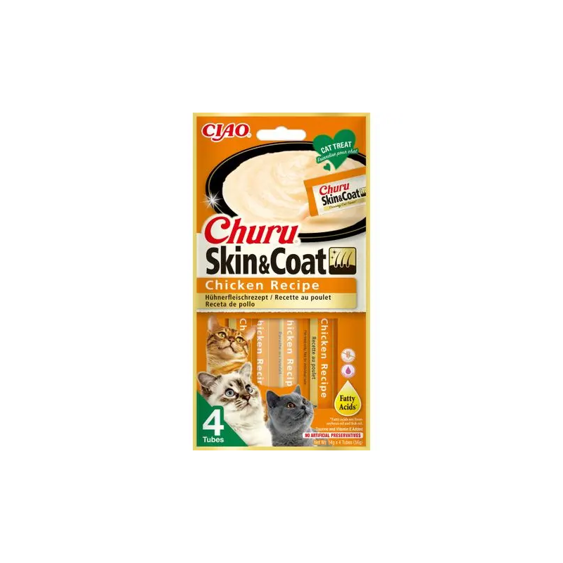 Mangime per gatto inaba churu skin per gatto pollo ricetta 4x14g