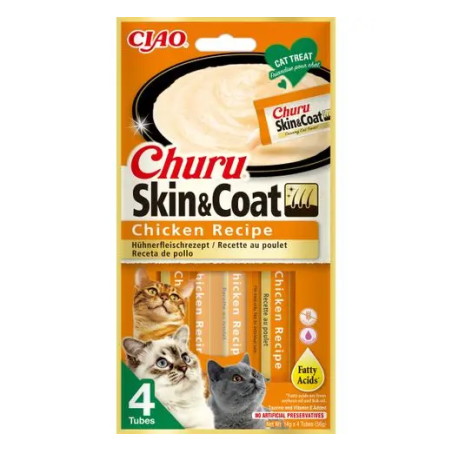 Mangime per gatto inaba churu skin per gatto pollo ricetta 4x14g
