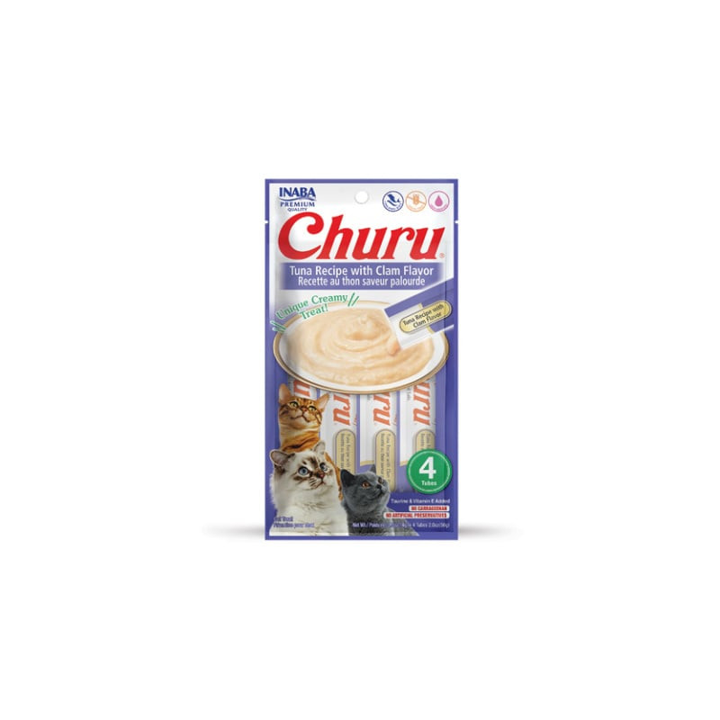 Mangime inaba churu tuna & clam: snack per gatti con tonno e