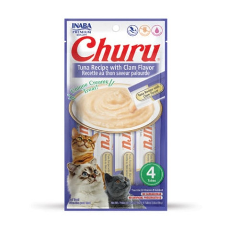 Mangime inaba churu tuna & clam: snack per gatti con tonno e
