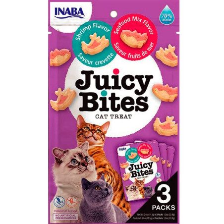 Mangime inaba juicy bites: dolcetti umidi per gatti con gamberi e