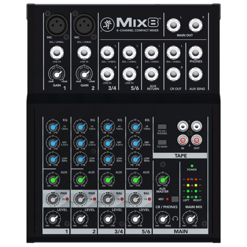 Mixer mackie mix8 analogico 8 canali nero [2044095-01]