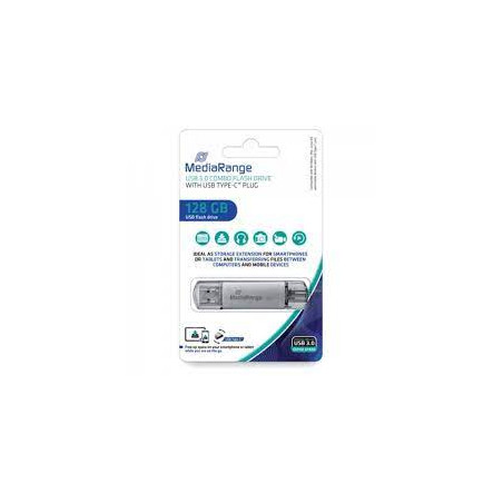 Pen drive 128gb mediarange mr938 usb 3.0/usb tipo c argento [mr938]