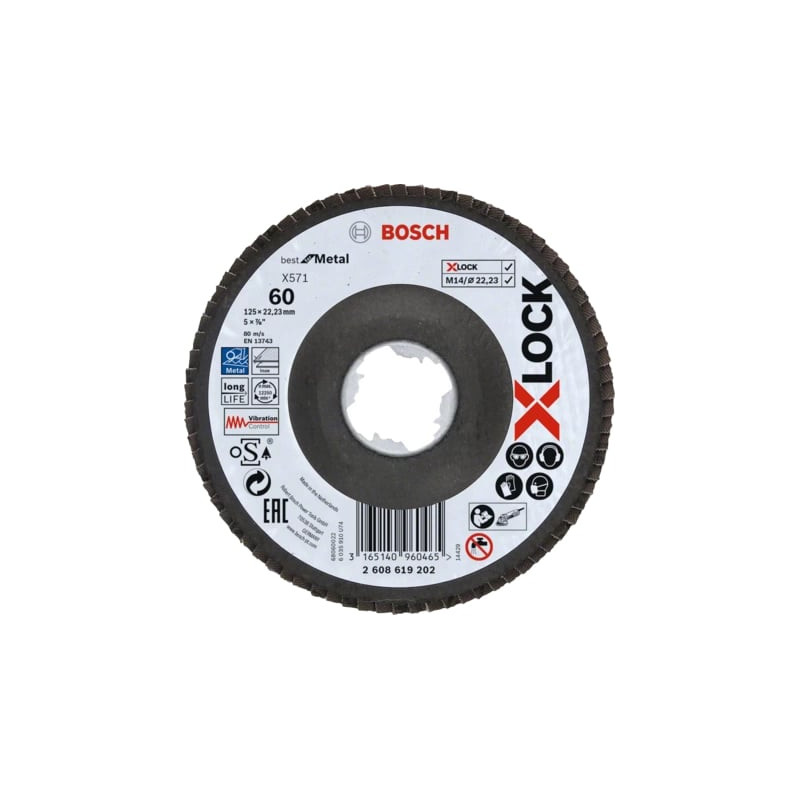 Disco lamellare bosch x-lock x571 g60 125mm per metallo nero/bianco
