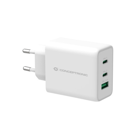 Alimentatore da rete conception 65w gan 2xusb-c 1xusb bianco