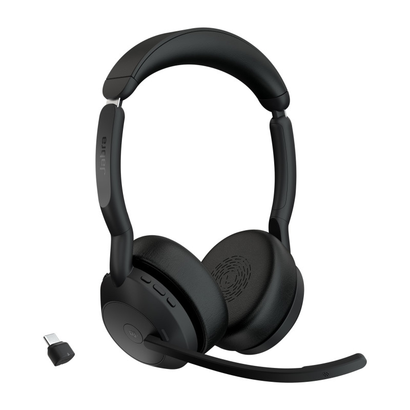 Cuffie jabra evolve2 55 stereo ms con dongle usb-c nero [25599-999-899]