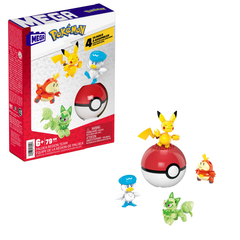Gioco costruzione mega pokemon paldea region team multicolore 79pz
