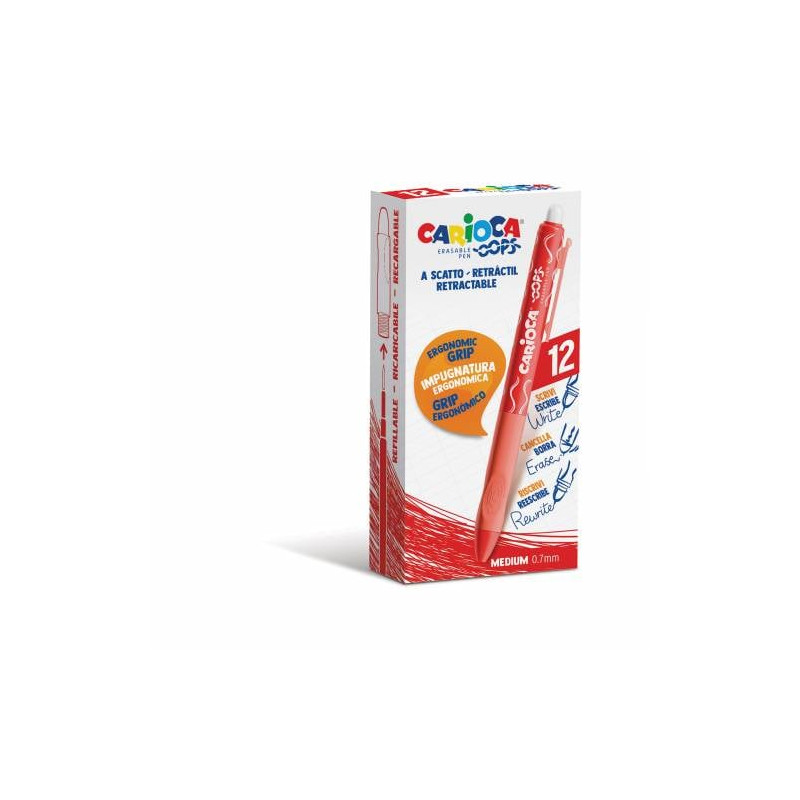 Penna cancellabile carioca oops 12pz rosso [43043/03]