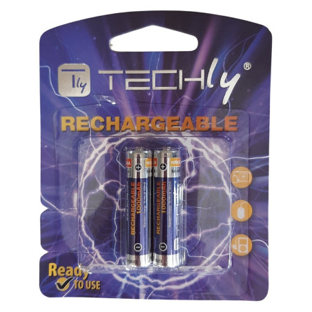 Batterie ricaricabili techly blister 2 mini stilo hr03 aaa 1000mah