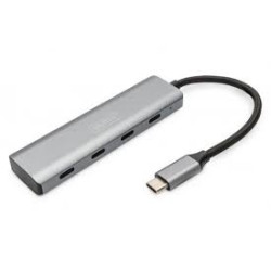 Hub digitus usb-c 4porte 3.1/5gbps grigio [da-70246]