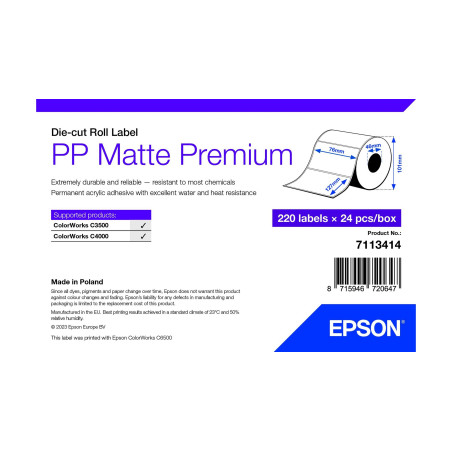 Rotolo di etichette epson pp matte label 127mmx76m scontrino/coupon